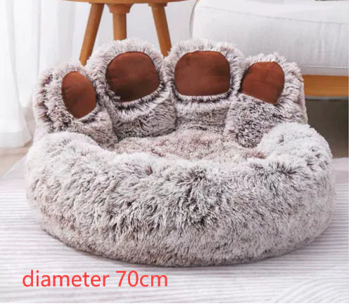 Long Plush Cat Bed My Store Khaki M