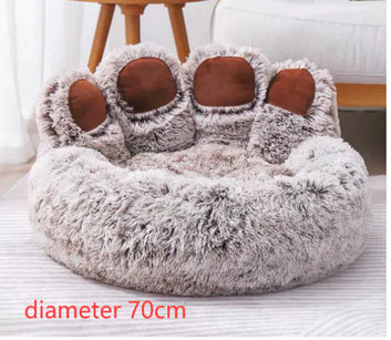 Long Plush Cat Bed My Store Khaki M