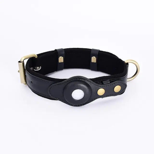 Leather Anti-Lost Dog Collar My Store Black S