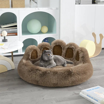 Long Plush Cat Bed My Store Brown M