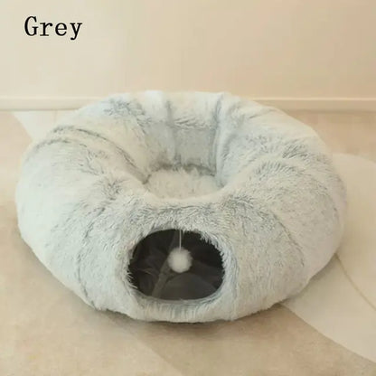 2 In 1 Round Tunnel Cat Beds My Store Grey 95cm diameter