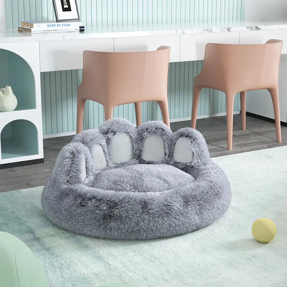 Long Plush Cat Bed My Store Gray M